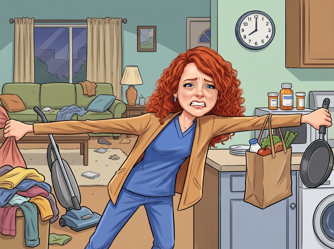 woman living with chronic illness being pulled in every direction like a rubber band