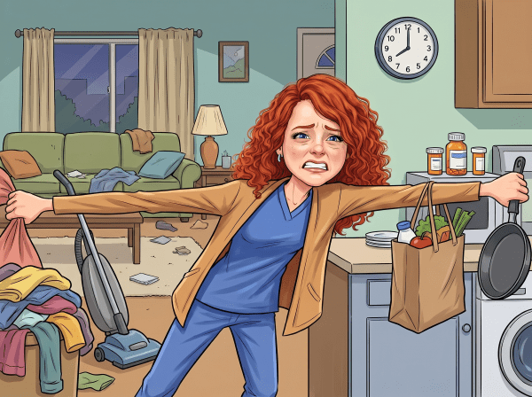 woman living with chronic illness being pulled in every direction like a rubber band